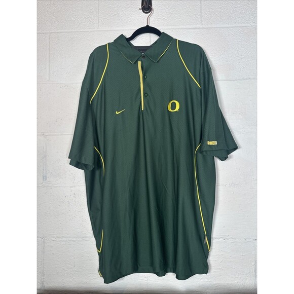 Nike Dri-FIT Oregon Ducks Polo Shirt XXL Green Yellow Track Team Gear Vintage - Picture 1 of 15
